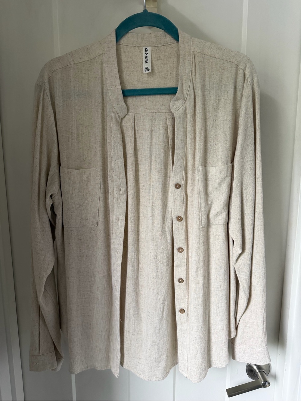 Zenana Linen Cream Button-Front Top